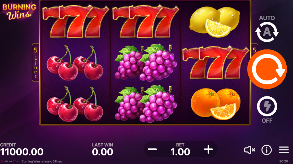 Burning Wins: classic 5 lines: простой слот, но щедрые выплаты!